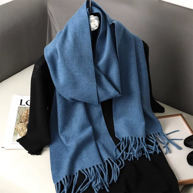 New 62 Color Winter Scarf for Women Long Warm Cashmere Scarves Hijab Solid Lady Shawl Wrap Female Pashmina Bandana Head Scarfs