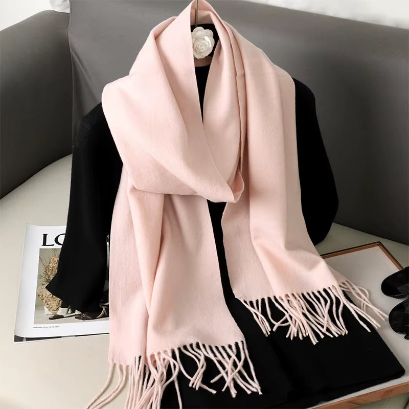 New 62 Color Winter Scarf for Women Long Warm Cashmere Scarves Hijab Solid Lady Shawl Wrap Female Pashmina Bandana Head Scarfs