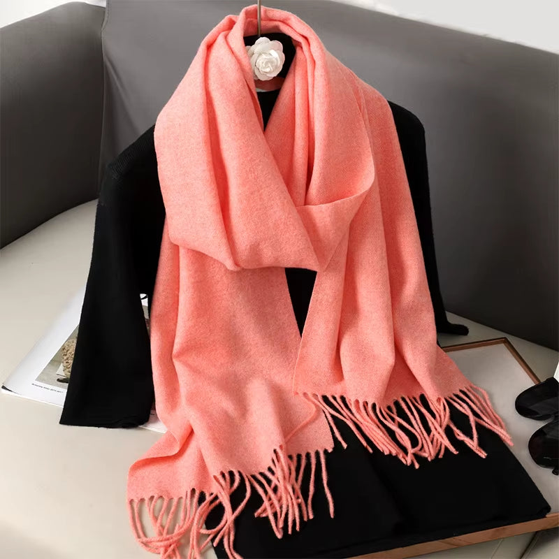 New 62 Color Winter Scarf for Women Long Warm Cashmere Scarves Hijab Solid Lady Shawl Wrap Female Pashmina Bandana Head Scarfs