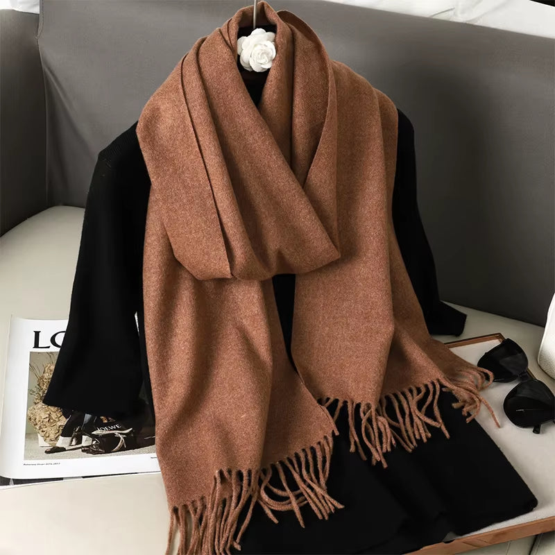 New 62 Color Winter Scarf for Women Long Warm Cashmere Scarves Hijab Solid Lady Shawl Wrap Female Pashmina Bandana Head Scarfs