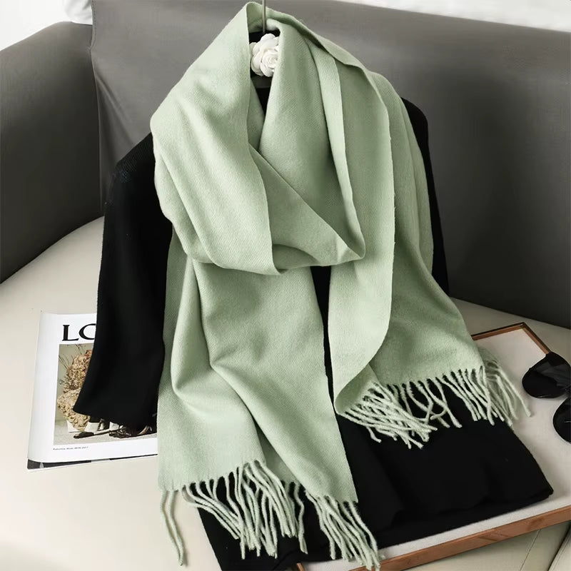 New 62 Color Winter Scarf for Women Long Warm Cashmere Scarves Hijab Solid Lady Shawl Wrap Female Pashmina Bandana Head Scarfs