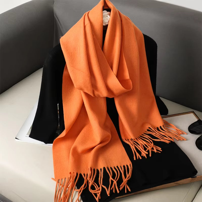 New 62 Color Winter Scarf for Women Long Warm Cashmere Scarves Hijab Solid Lady Shawl Wrap Female Pashmina Bandana Head Scarfs