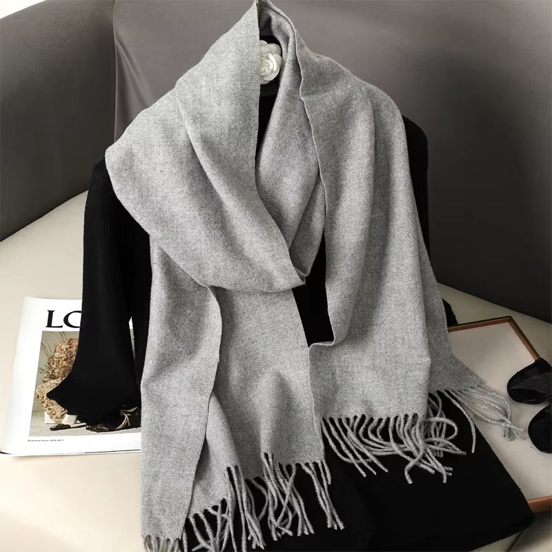 New 62 Color Winter Scarf for Women Long Warm Cashmere Scarves Hijab Solid Lady Shawl Wrap Female Pashmina Bandana Head Scarfs