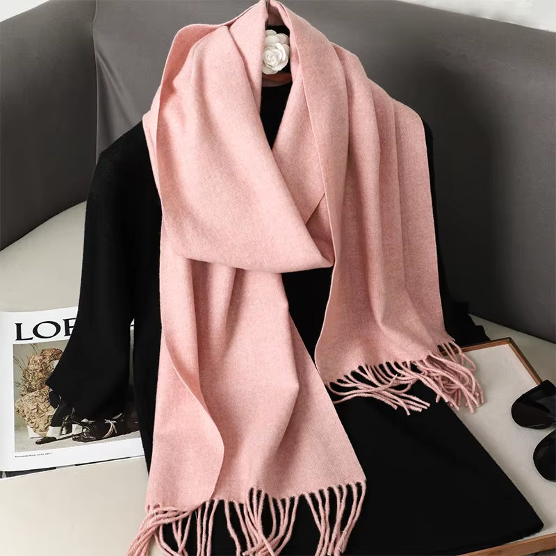 New 62 Color Winter Scarf for Women Long Warm Cashmere Scarves Hijab Solid Lady Shawl Wrap Female Pashmina Bandana Head Scarfs