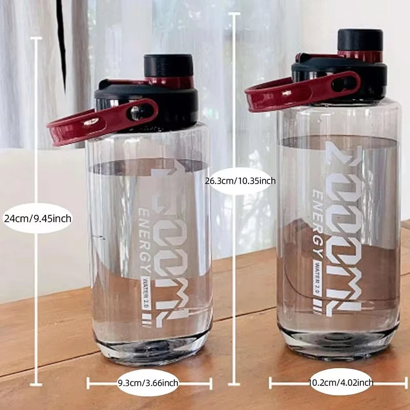 1500Ml-2000Ml Large Capacity Plastic Water Bottle Outdoor Men'S and Women'S Fitness and Sports Belt Handle Summer Explosion-Proo