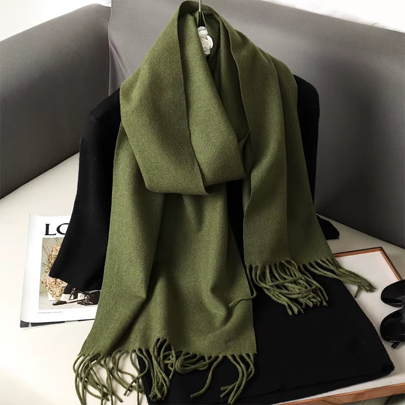 New 62 Color Winter Scarf for Women Long Warm Cashmere Scarves Hijab Solid Lady Shawl Wrap Female Pashmina Bandana Head Scarfs