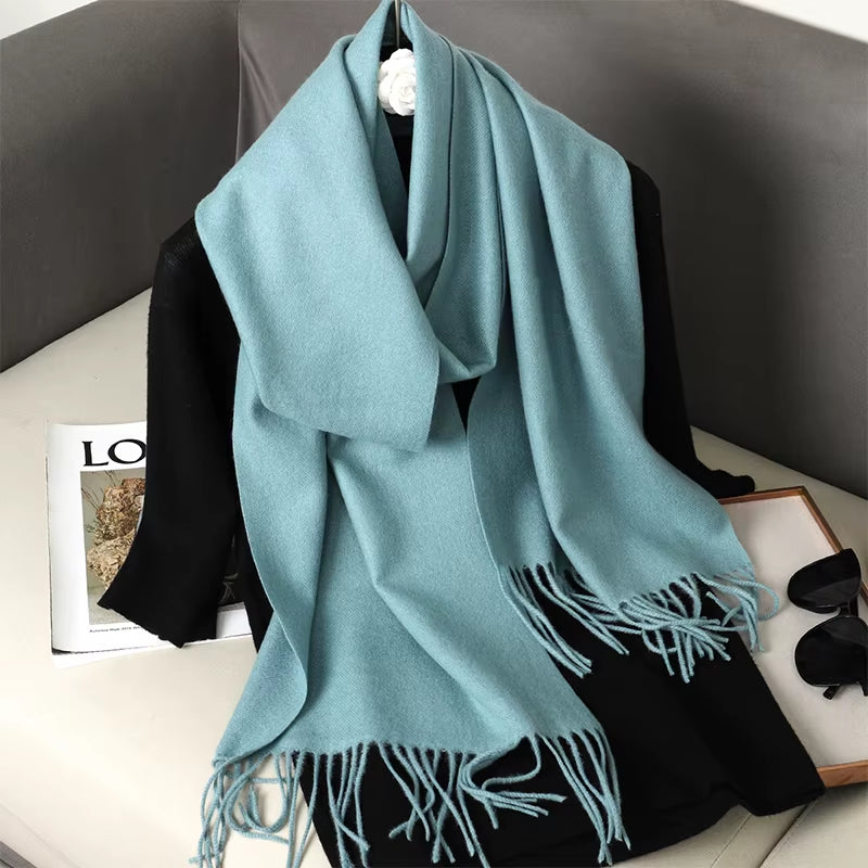 New 62 Color Winter Scarf for Women Long Warm Cashmere Scarves Hijab Solid Lady Shawl Wrap Female Pashmina Bandana Head Scarfs