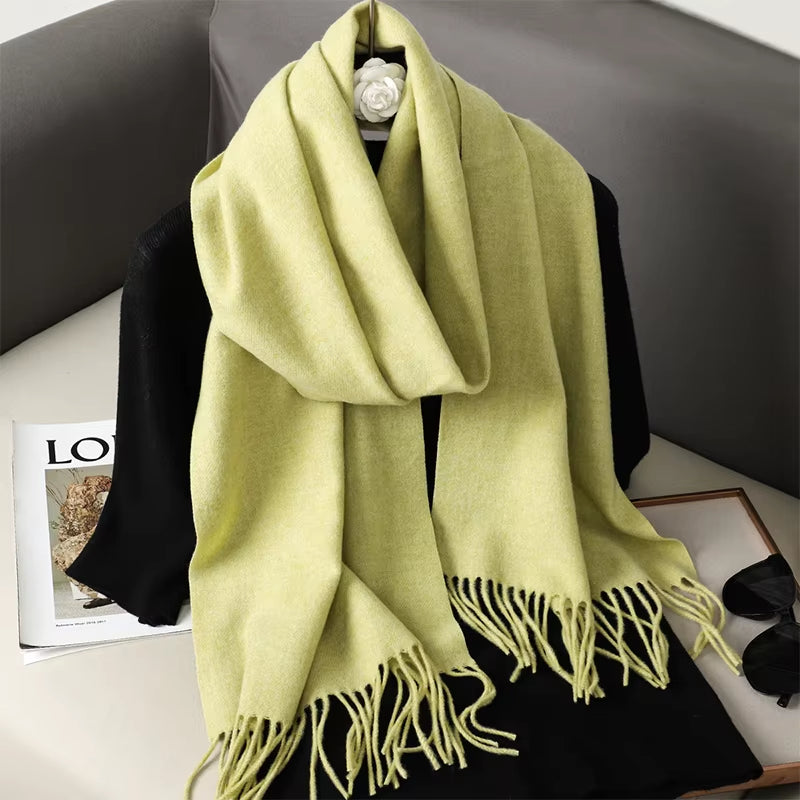 New 62 Color Winter Scarf for Women Long Warm Cashmere Scarves Hijab Solid Lady Shawl Wrap Female Pashmina Bandana Head Scarfs