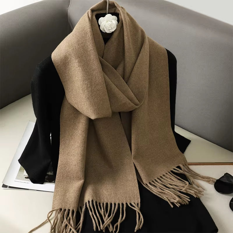 New 62 Color Winter Scarf for Women Long Warm Cashmere Scarves Hijab Solid Lady Shawl Wrap Female Pashmina Bandana Head Scarfs