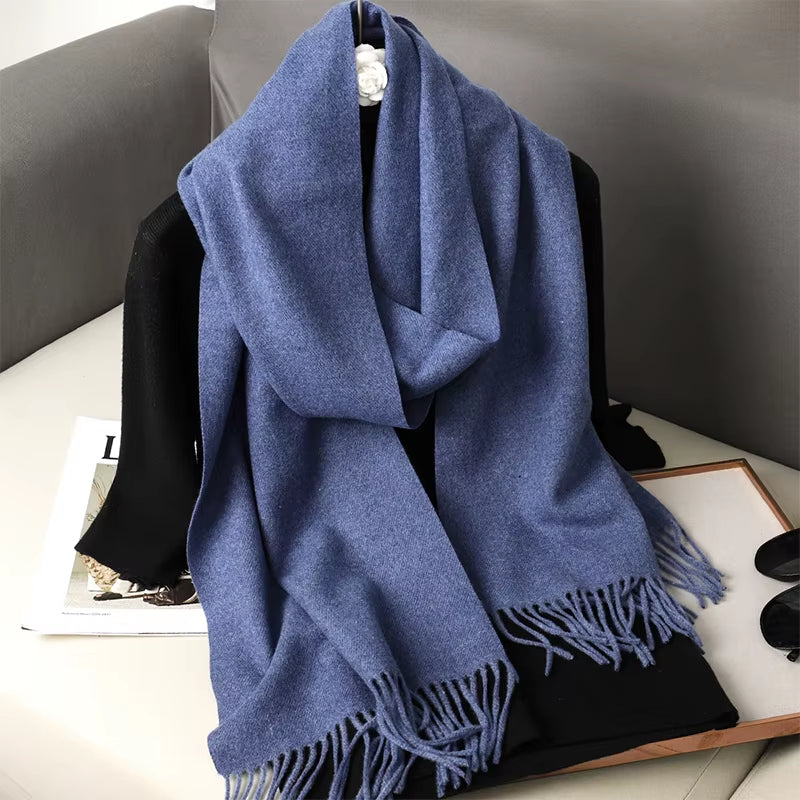 New 62 Color Winter Scarf for Women Long Warm Cashmere Scarves Hijab Solid Lady Shawl Wrap Female Pashmina Bandana Head Scarfs