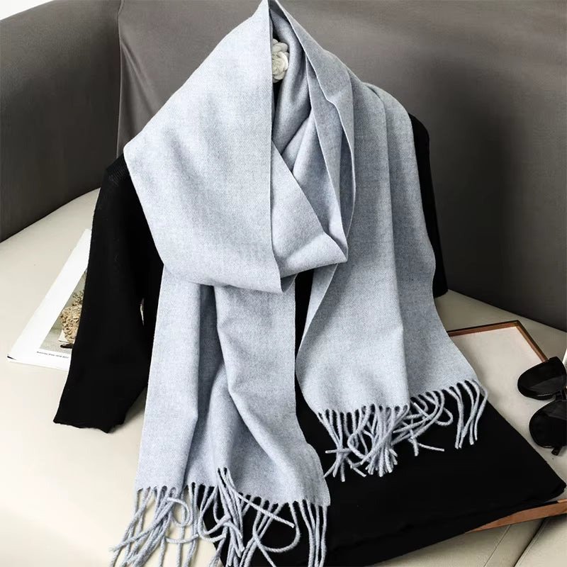 New 62 Color Winter Scarf for Women Long Warm Cashmere Scarves Hijab Solid Lady Shawl Wrap Female Pashmina Bandana Head Scarfs