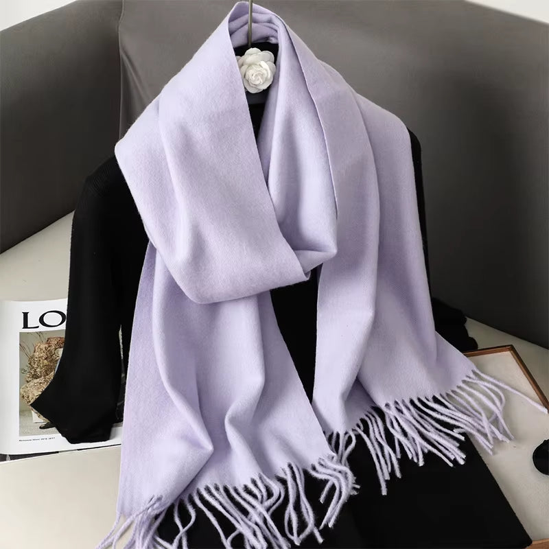 New 62 Color Winter Scarf for Women Long Warm Cashmere Scarves Hijab Solid Lady Shawl Wrap Female Pashmina Bandana Head Scarfs