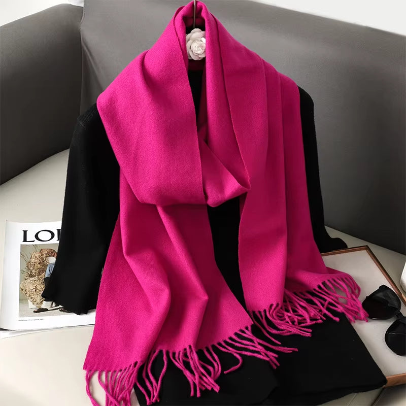 New 62 Color Winter Scarf for Women Long Warm Cashmere Scarves Hijab Solid Lady Shawl Wrap Female Pashmina Bandana Head Scarfs