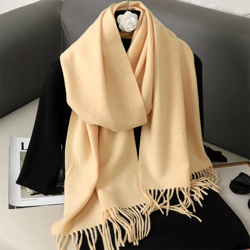 New 62 Color Winter Scarf for Women Long Warm Cashmere Scarves Hijab Solid Lady Shawl Wrap Female Pashmina Bandana Head Scarfs