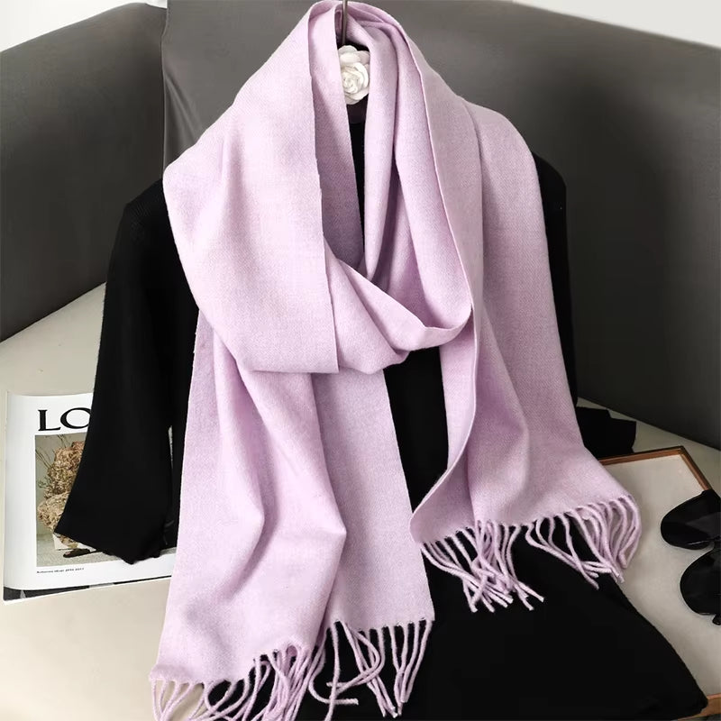 New 62 Color Winter Scarf for Women Long Warm Cashmere Scarves Hijab Solid Lady Shawl Wrap Female Pashmina Bandana Head Scarfs