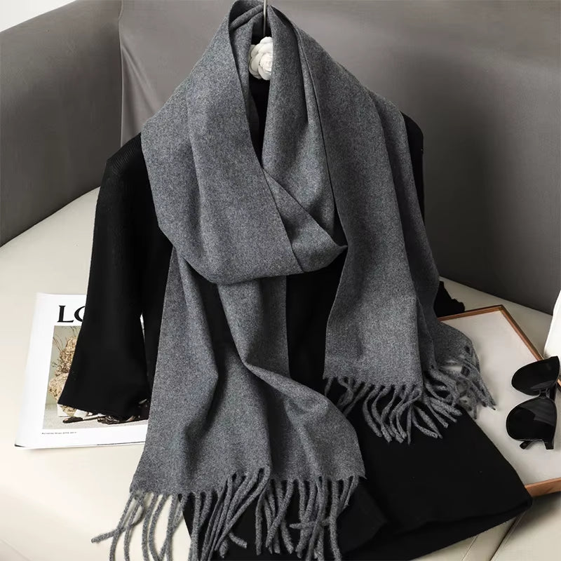 New 62 Color Winter Scarf for Women Long Warm Cashmere Scarves Hijab Solid Lady Shawl Wrap Female Pashmina Bandana Head Scarfs