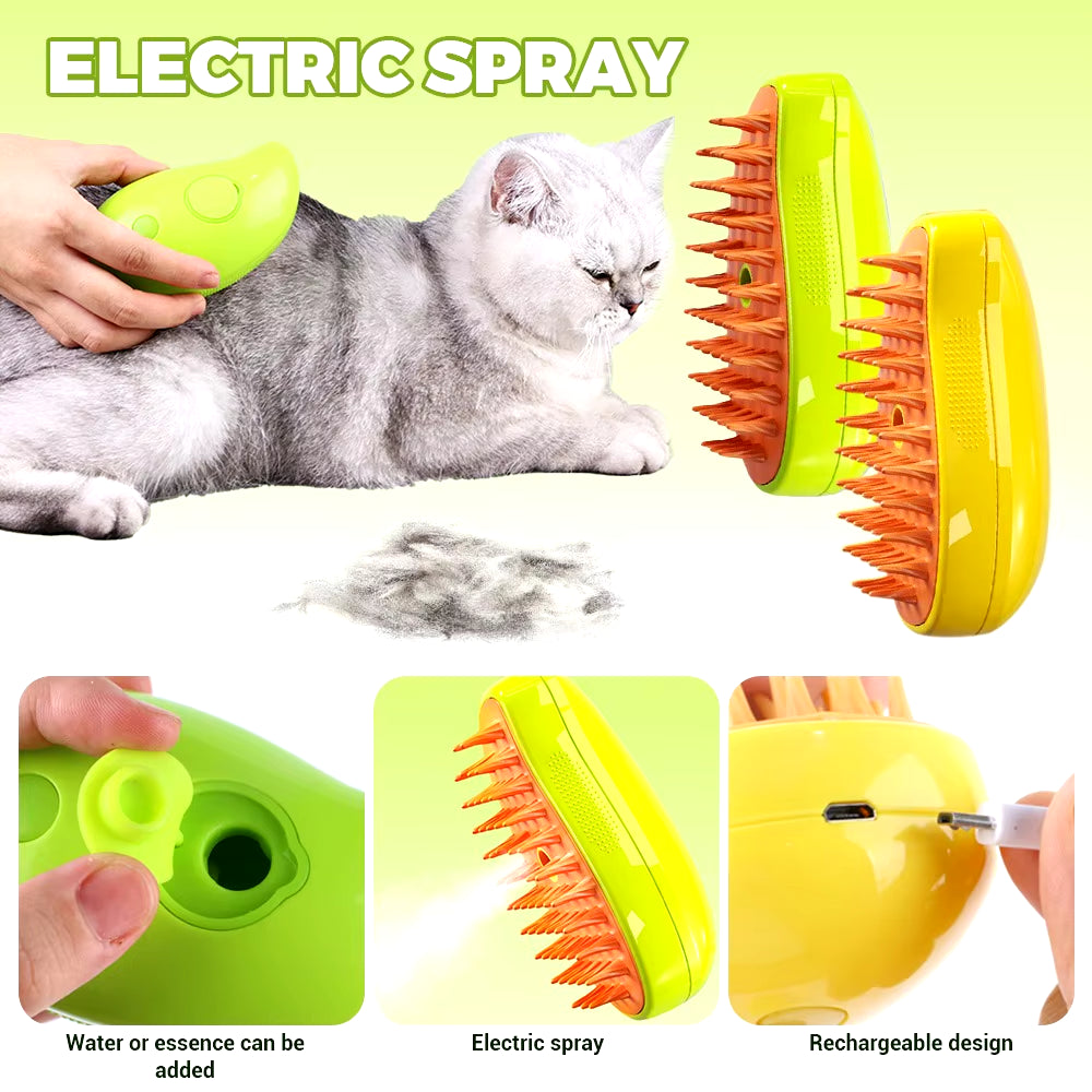 Cat Dog Steamy Brush Steam Brush Electric Sprayer for Massage Pet Grooming Tool Shedding 3 in 1 Electric Sprays Massage Combs