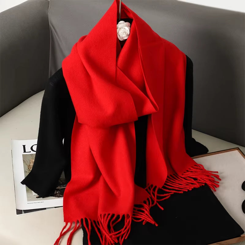 New 62 Color Winter Scarf for Women Long Warm Cashmere Scarves Hijab Solid Lady Shawl Wrap Female Pashmina Bandana Head Scarfs