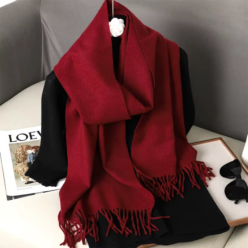 New 62 Color Winter Scarf for Women Long Warm Cashmere Scarves Hijab Solid Lady Shawl Wrap Female Pashmina Bandana Head Scarfs