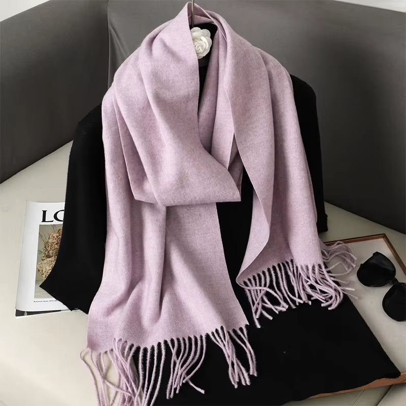 New 62 Color Winter Scarf for Women Long Warm Cashmere Scarves Hijab Solid Lady Shawl Wrap Female Pashmina Bandana Head Scarfs