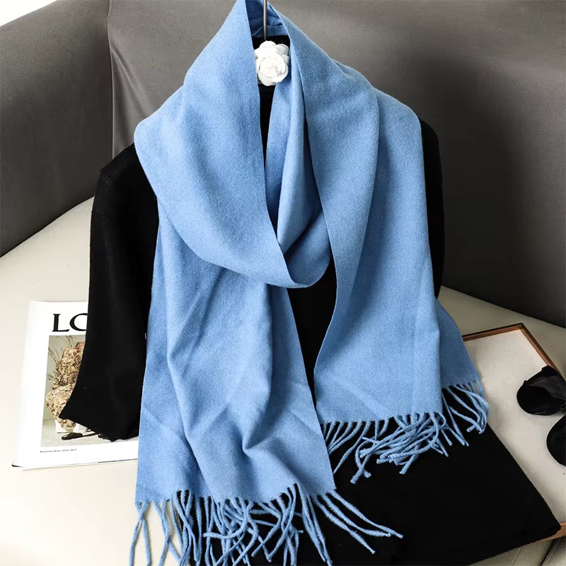 New 62 Color Winter Scarf for Women Long Warm Cashmere Scarves Hijab Solid Lady Shawl Wrap Female Pashmina Bandana Head Scarfs