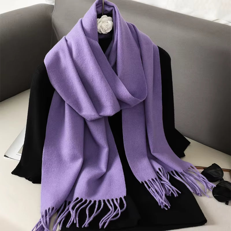 New 62 Color Winter Scarf for Women Long Warm Cashmere Scarves Hijab Solid Lady Shawl Wrap Female Pashmina Bandana Head Scarfs