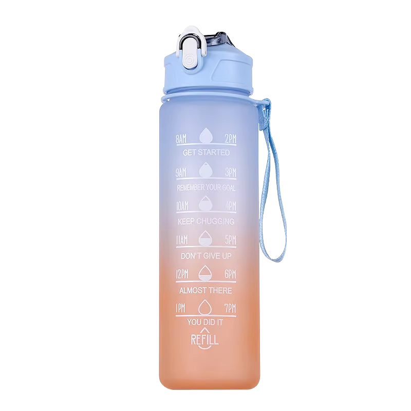 Gradient Color Water Cup, Simple Rope Lifting Space Cup, Student Scale Straw Cup, Sports Water Bottle, High Aesthetic Value