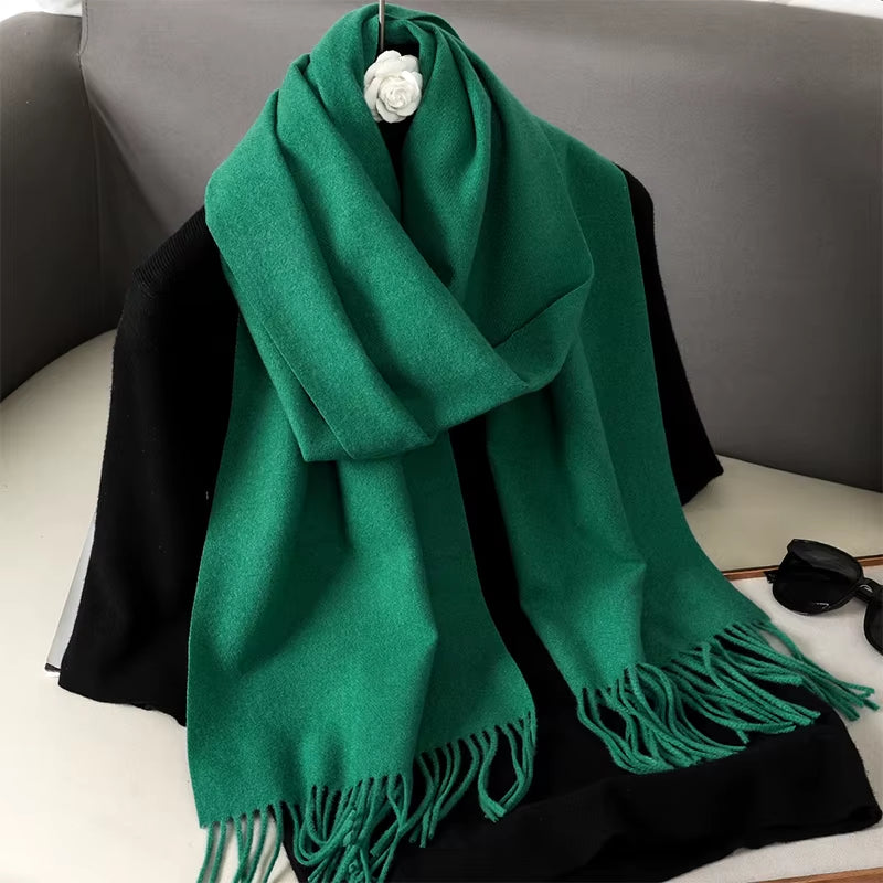 New 62 Color Winter Scarf for Women Long Warm Cashmere Scarves Hijab Solid Lady Shawl Wrap Female Pashmina Bandana Head Scarfs