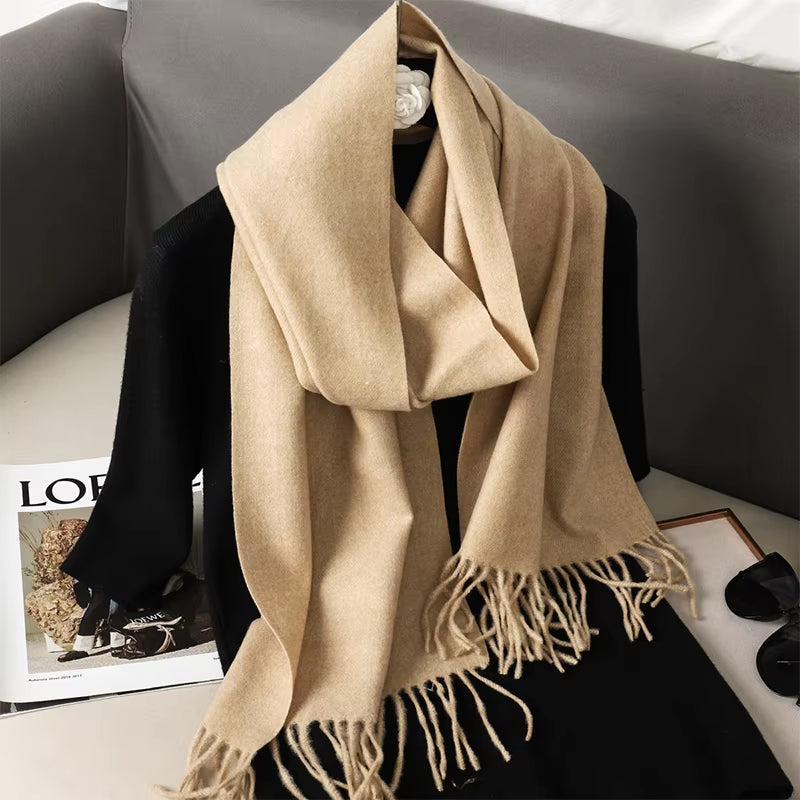 New 62 Color Winter Scarf for Women Long Warm Cashmere Scarves Hijab Solid Lady Shawl Wrap Female Pashmina Bandana Head Scarfs