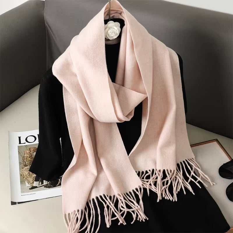 New 62 Color Winter Scarf for Women Long Warm Cashmere Scarves Hijab Solid Lady Shawl Wrap Female Pashmina Bandana Head Scarfs