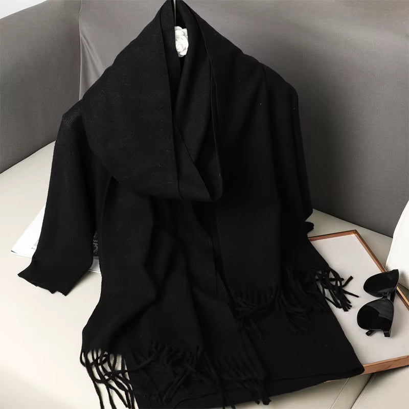 New 62 Color Winter Scarf for Women Long Warm Cashmere Scarves Hijab Solid Lady Shawl Wrap Female Pashmina Bandana Head Scarfs