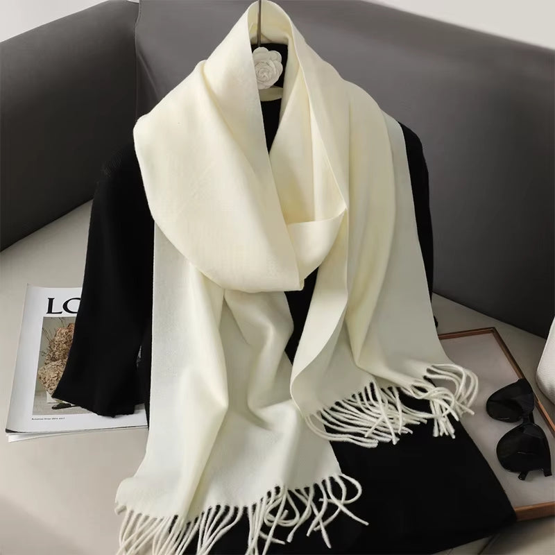 New 62 Color Winter Scarf for Women Long Warm Cashmere Scarves Hijab Solid Lady Shawl Wrap Female Pashmina Bandana Head Scarfs