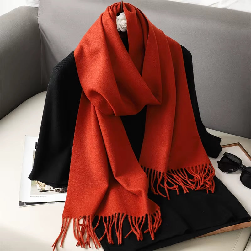 New 62 Color Winter Scarf for Women Long Warm Cashmere Scarves Hijab Solid Lady Shawl Wrap Female Pashmina Bandana Head Scarfs