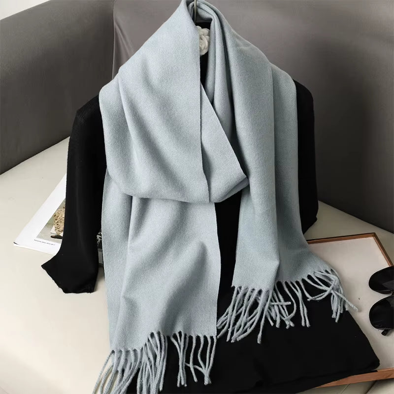 New 62 Color Winter Scarf for Women Long Warm Cashmere Scarves Hijab Solid Lady Shawl Wrap Female Pashmina Bandana Head Scarfs