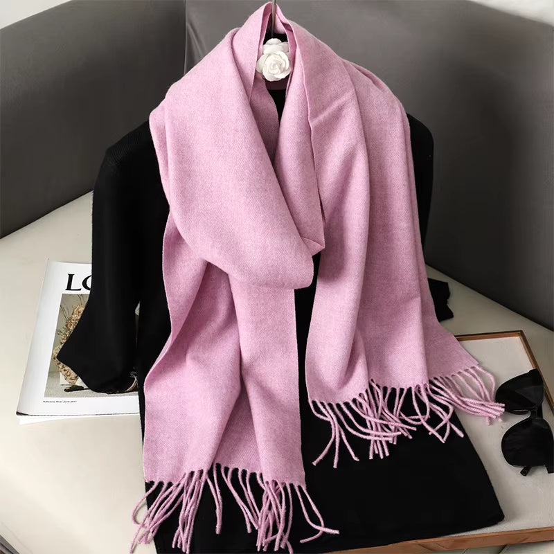 New 62 Color Winter Scarf for Women Long Warm Cashmere Scarves Hijab Solid Lady Shawl Wrap Female Pashmina Bandana Head Scarfs