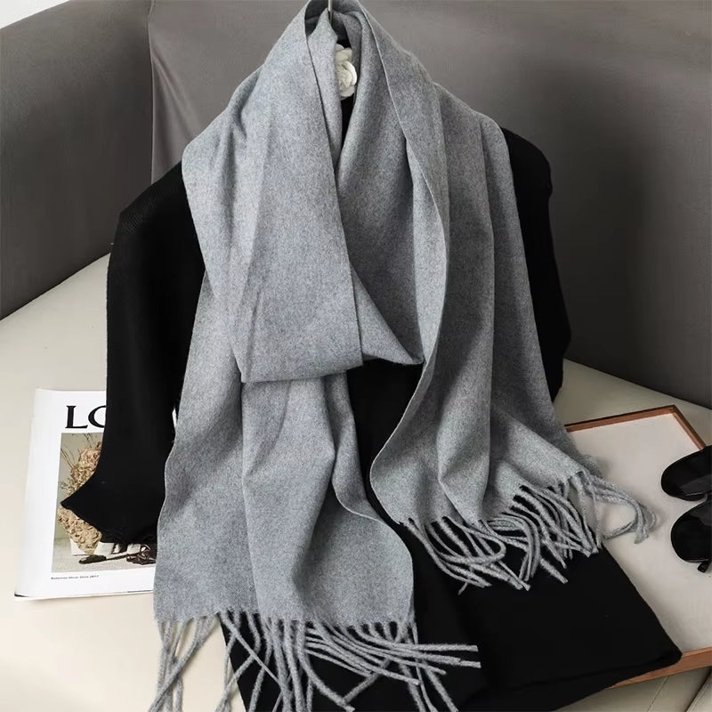 New 62 Color Winter Scarf for Women Long Warm Cashmere Scarves Hijab Solid Lady Shawl Wrap Female Pashmina Bandana Head Scarfs