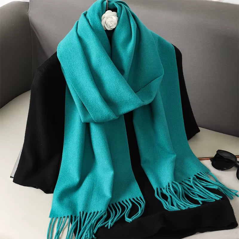 New 62 Color Winter Scarf for Women Long Warm Cashmere Scarves Hijab Solid Lady Shawl Wrap Female Pashmina Bandana Head Scarfs