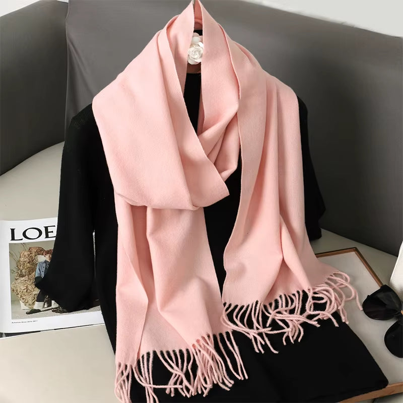 New 62 Color Winter Scarf for Women Long Warm Cashmere Scarves Hijab Solid Lady Shawl Wrap Female Pashmina Bandana Head Scarfs