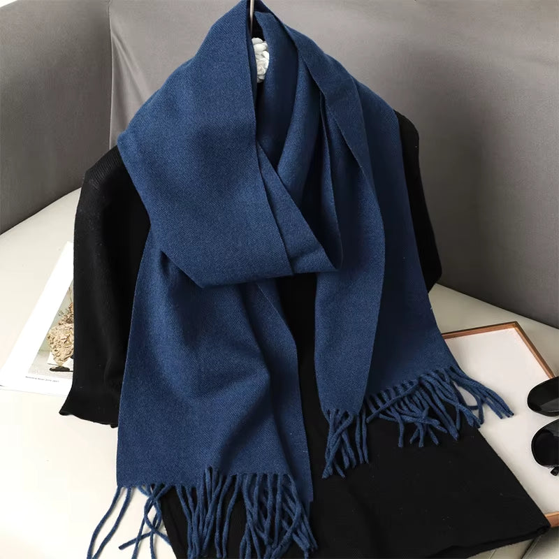 New 62 Color Winter Scarf for Women Long Warm Cashmere Scarves Hijab Solid Lady Shawl Wrap Female Pashmina Bandana Head Scarfs