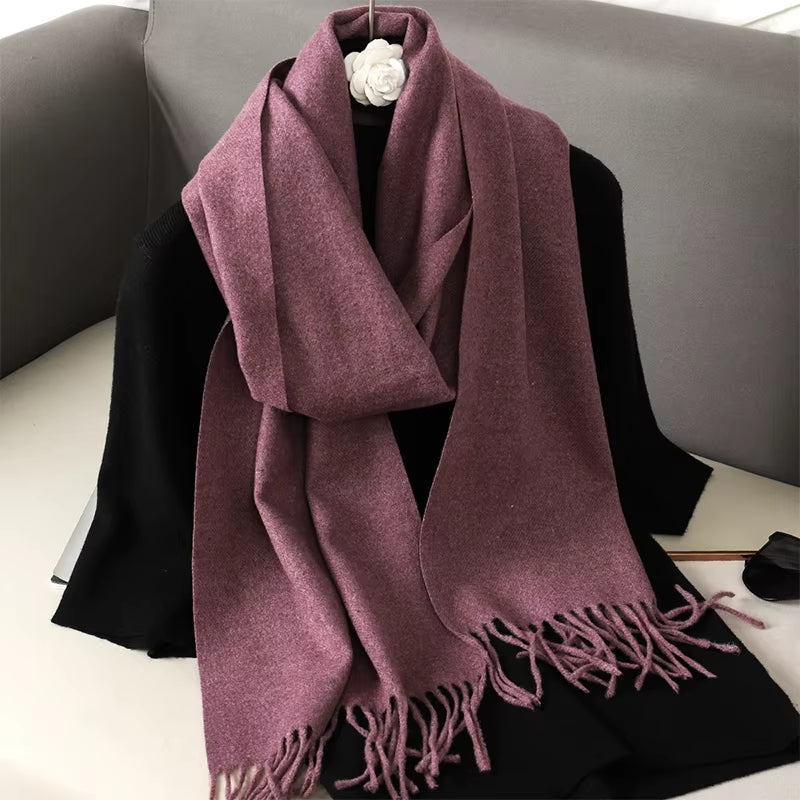 New 62 Color Winter Scarf for Women Long Warm Cashmere Scarves Hijab Solid Lady Shawl Wrap Female Pashmina Bandana Head Scarfs